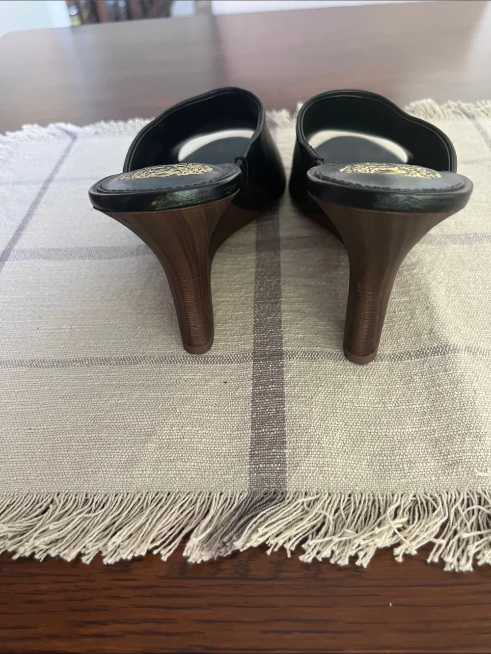 Vince Camuto Vilty wedge sandals in black leather